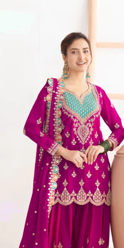 WW G 6000 Rani Pink Viscous Chinon Salwar Suit with Lace Work & Embroidery Work. Exclusive Offer ₹2499. Delivery 4-6 Working Days. Shop now. | Casual Suits, Jump Suits, Creative suits, Designer Suits, Palazzo Suits, Party Wear Suits, Patiala Suits, Salwar suit, Straight Suits