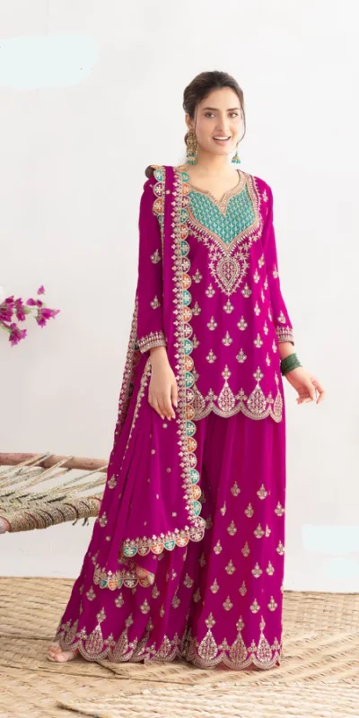 WW G 6000 Rani Pink Viscous Chinon Salwar Suit with Lace Work & Embroidery Work. Exclusive Offer ₹2499. Delivery 4-6 Working Days. Shop now. | Casual Suits, Jump Suits, Creative suits, Designer Suits, Palazzo Suits, Party Wear Suits, Patiala Suits, Salwar suit, Straight Suits