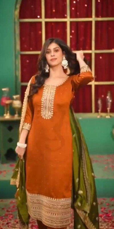DC 96 Orange Color Chinon Silk Salwar Suit with Embroidery Work. Online Get it for ₹2149. Delivery 4-6 Working Days. Shop now. | Casual Suits, Jump Suits, Creative suits, Designer Suits, Palazzo Suits, Party Wear Suits, Patiala Suits, Salwar suit, Straight Suits