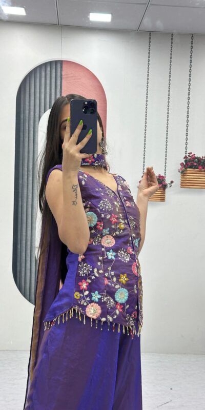 PC 551 Purple Tissue Simmer Salwar Suit with Embroidery Work. Affordable Price ₹2549. Delivery 4-6 Working Days. Shop now. | Casual Suits, Jump Suits, Creative suits, Designer Suits, Palazzo Suits, Party Wear Suits, Patiala Suits, Salwar suit, Straight Suits