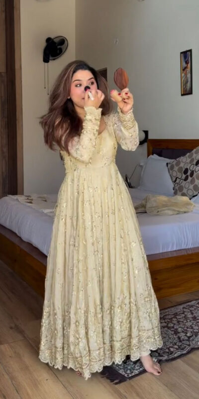 WW 1253 Cream Color Chinon Silk Sequence Lace Work Gown. Online Affordable Price ₹2549. Delivery 4-6 Working Days. Shop now. | Bollywood Gowns, Creative Gowns, Designer Gowns, Embroidered Gowns, Gowns, Party Wear Gowns