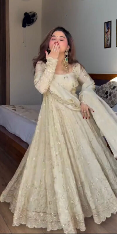 WW 1253 Cream Color Chinon Silk Sequence Lace Work Gown. Online Affordable Price ₹2549. Delivery 4-6 Working Days. Shop now. | Bollywood Gowns, Creative Gowns, Designer Gowns, Embroidered Gowns, Gowns, Party Wear Gowns