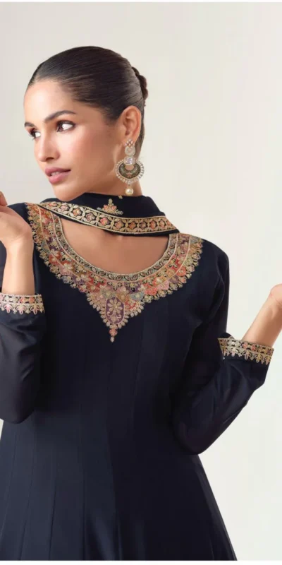 FC 10128 Black Color Blooming Georgette Embroidery Work Salwar Suit . Introductory Price ₹3449. Delivery 4-6 Working Days. Shop now. | Casual Suits, Jump Suits, Creative suits, Designer Suits, Palazzo Suits, Party Wear Suits, Patiala Suits, Salwar suit, Straight Suits