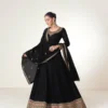 Black Blooming Georgette Embroidery Work Salwar Suit