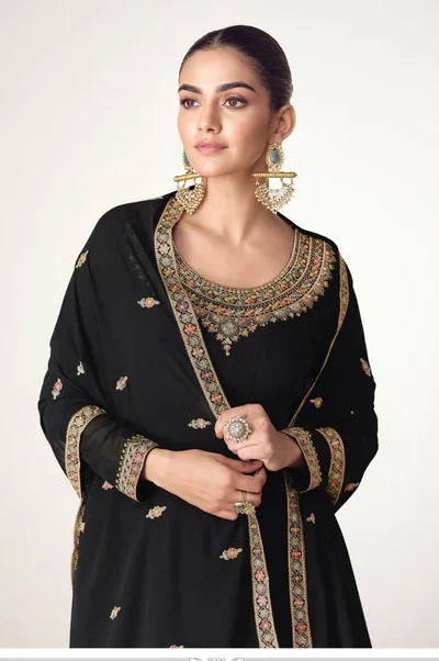 FC 10128 Black Color Blooming Georgette Embroidery Work Salwar Suit . Introductory Price ₹3449. Delivery 4-6 Working Days. Shop now. | Casual Suits, Jump Suits, Creative suits, Designer Suits, Palazzo Suits, Party Wear Suits, Patiala Suits, Salwar suit, Straight Suits