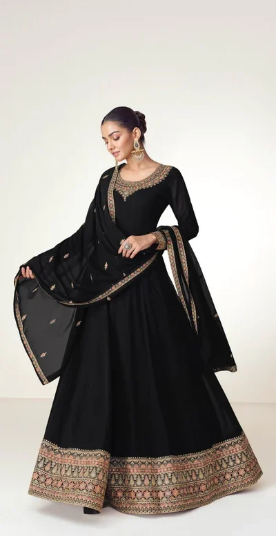 FC 10128 Black Color Blooming Georgette Embroidery Work Salwar Suit . Introductory Price ₹3449. Delivery 4-6 Working Days. Shop now. | Casual Suits, Jump Suits, Creative suits, Designer Suits, Palazzo Suits, Party Wear Suits, Patiala Suits, Salwar suit, Straight Suits