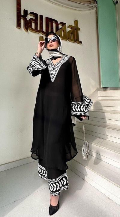 ST 147 Black Color Faux Georgette Salwar Suit with Embroidery Work. Best Price ₹1849. Delivery 4-6 Working Days. Shop now. | Casual Suits, Jump Suits, Creative suits, Designer Suits, Palazzo Suits, Party Wear Suits, Patiala Suits, Salwar suit, Straight Suits