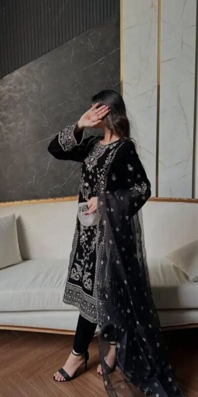 NF 1271 Black Korean Satin Silk Salwar Suit with Lace Work & Embroidery Work. Exclusive Offer ₹2449. Delivery 4-6 Working Days. Shop now. | Casual Suits, Jump Suits, Creative suits, Designer Suits, Palazzo Suits, Party Wear Suits, Patiala Suits, Salwar suit, Straight Suits