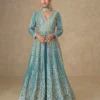 Blue Chinon Silk Embroider Work Salwar Suit