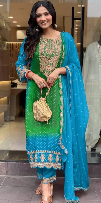 MF 1004 Blue Chinoon Silk Salwar Suit with Embroidery Work. Available at ₹1749 only. Delivery 4-6 Working Days. Shop now. | Casual Suits, Jump Suits, Tops & Bottoms, Track Suits, Trendy Wear, Creative suits, Designer Suits, Palazzo Suits, Party Wear Suits, Patiala Suits, Salwar suit, Straight Suits