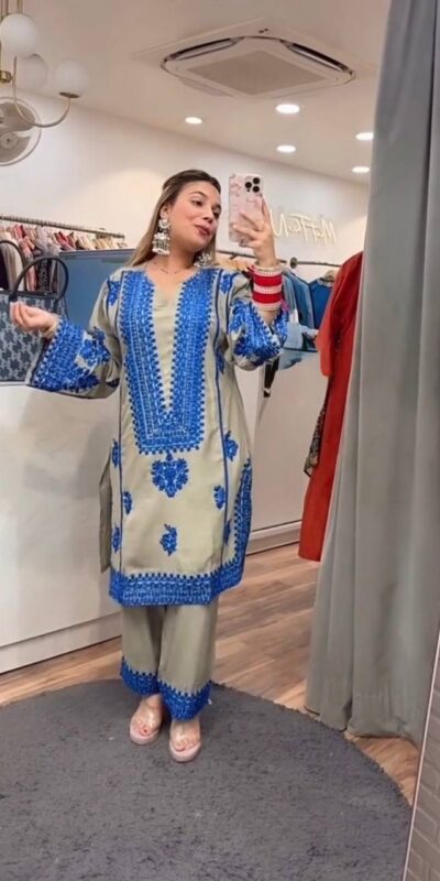 KF 1694 Blue in Color Jam Cotton Embroidery Work Salwar Suit . Available at ₹2149 only. Delivery 4-6 Working Days. Shop now. | Casual Suits, Jump Suits, Creative suits, Designer Suits, Palazzo Suits, Party Wear Suits, Patiala Suits, Salwar suit, Straight Suits