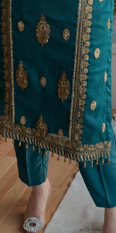 MD 3042 Teal Chinon Silk Salwar Suit with Embroidery Work & Lace Work. Affordable Price ₹2049. Delivery 4-6 Working Days. Shop now. | Casual Suits, Jump Suits, Creative suits, Designer Suits, Palazzo Suits, Party Wear Suits, Patiala Suits, Salwar suit, Straight Suits