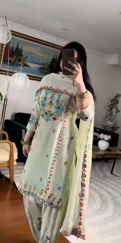 MD 3052 Pista Color Chinon Silk Salwar Suit with Embroidery Work. Online Get it for ₹2099. Delivery 4-6 Working Days. Shop now. | Casual Suits, Jump Suits, Creative suits, Designer Suits, Palazzo Suits, Party Wear Suits, Patiala Suits, Salwar suit, Straight Suits