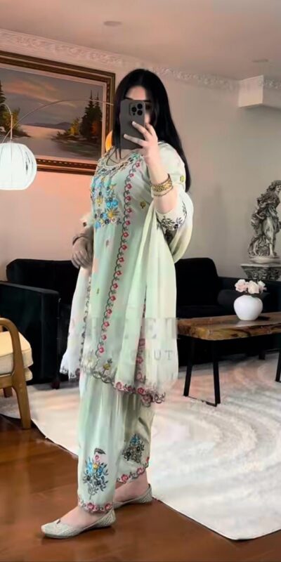 MD 3052 Pista Color Chinon Silk Salwar Suit with Embroidery Work. Online Get it for ₹2099. Delivery 4-6 Working Days. Shop now. | Casual Suits, Jump Suits, Creative suits, Designer Suits, Palazzo Suits, Party Wear Suits, Patiala Suits, Salwar suit, Straight Suits