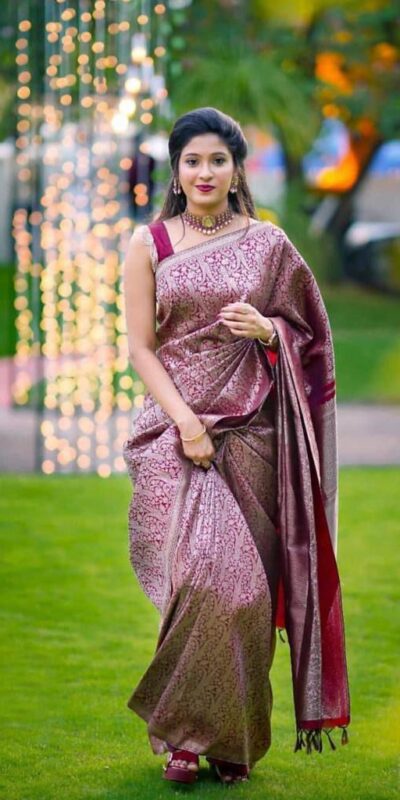 KPR 125 Wine Soft Lichi Silk Saree Perfect for Wedding, Party, Reception, Diwali, Ethnic Day – . Affordable Price ₹1299. Delivery 4-6 Working Days. | Creative Sarees, Bollywood Sarees, Designer Sarees, Embroidered Sarees, Ethnic Saree, Modern Digital sarees, Party Wear Sarees, Sarees