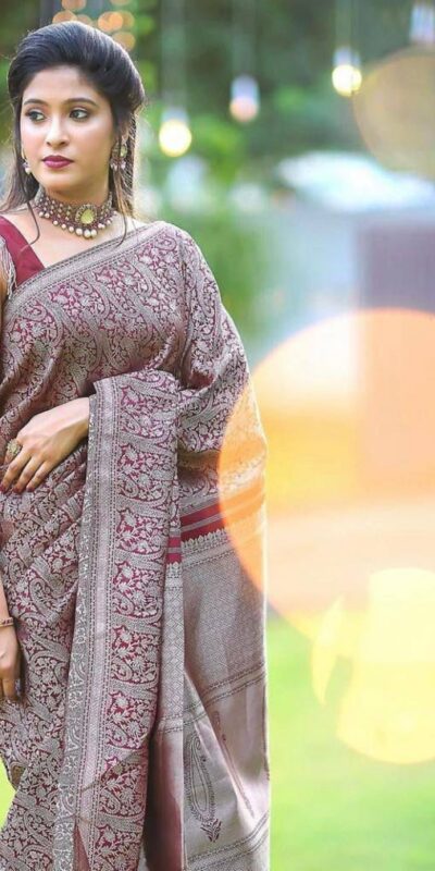 KPR 125 Wine Soft Lichi Silk Saree Perfect for Wedding, Party, Reception, Diwali, Ethnic Day – . Affordable Price ₹1299. Delivery 4-6 Working Days. | Creative Sarees, Bollywood Sarees, Designer Sarees, Embroidered Sarees, Ethnic Saree, Modern Digital sarees, Party Wear Sarees, Sarees
