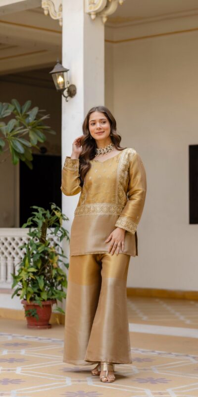 RR 42 Mustered Banarasi Viscous Salwar Suit with Embroidery Work & Bead Work. Exclusive Offer ₹2549. Delivery 4-6 Working Days. Shop now. | Casual Suits, Jump Suits, Creative suits, Designer Suits, Palazzo Suits, Party Wear Suits, Patiala Suits, Salwar suit, Straight Suits