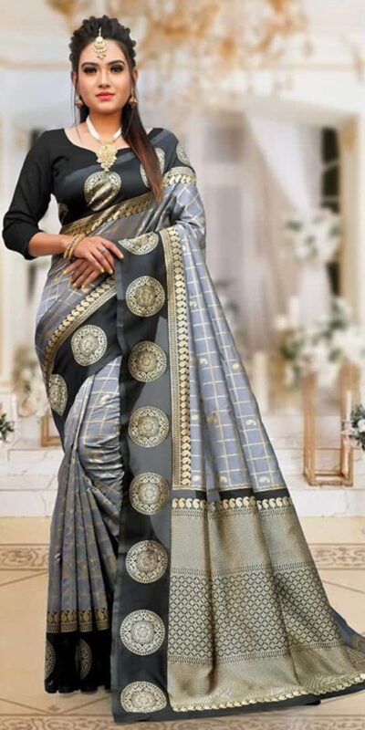 KPR 080 Grey Color Soft Lichi Silk Saree with Lace Border & Lace Work. Best Price ₹1449. Delivery 4-6 Working Days. Shop now. | Creative Sarees, Bollywood Sarees, Designer Sarees, Embroidered Sarees, Ethnic Saree, Modern Digital sarees, Party Wear Sarees, Sarees