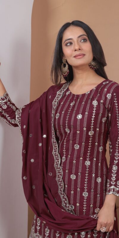 FE 126 Maroon Color Natural Crap Salwar Suit with Embroidery Work. Special Price ₹2399. Delivery 4-6 Working Days. Shop now. | Casual Suits, Jump Suits, Creative suits, Designer Suits, Palazzo Suits, Party Wear Suits, Patiala Suits, Salwar suit, Straight Suits