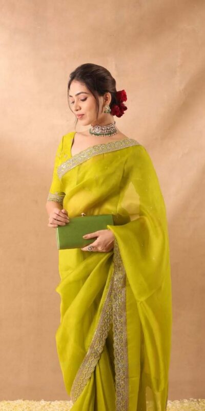 JR 652 Mehendi in Organza Silk Embroidery Work & Sequins Work Saree . Now at just ₹1849. Delivery 4-6 Working Days. Shop now. | Creative Sarees, Bollywood Sarees, Designer Sarees, Embroidered Sarees, Ethnic Saree, Modern Digital sarees, Party Wear Sarees, Sarees
