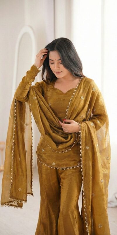 ZSR 3159 Mustered Fendy Silk Salwar Suitwith Embroidery Work & Lace Work. Now at just ₹2049. Delivery 4-6 Working Days. Shop now. | Casual Suits, Jump Suits, Creative suits, Designer Suits, Palazzo Suits, Party Wear Suits, Patiala Suits, Salwar suit, Straight Suits