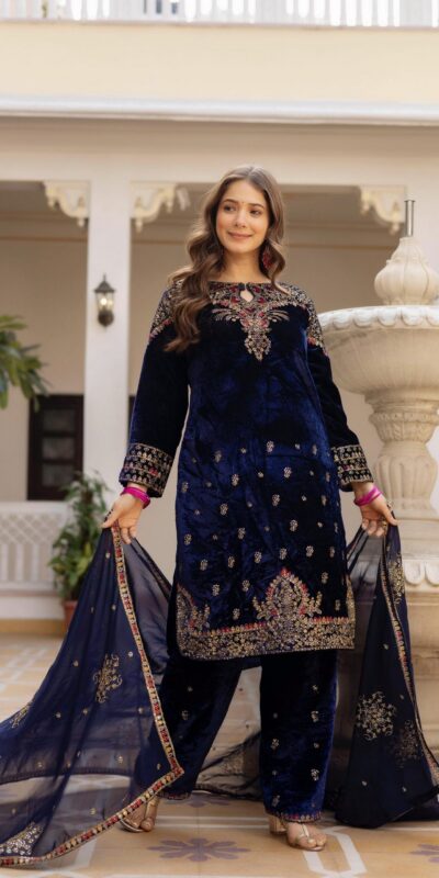 ST 1164 Navy Blue 9000 Velvet Salwar Suit Perfect for Wedding, Party, Family Gatherings, Ethnic Day, Holi – . Best Price ₹2149. Delivery 4-6 Working Days. | Casual Suits, Jump Suits, Creative suits, Designer Suits, Palazzo Suits, Party Wear Suits, Patiala Suits, Salwar suit, Straight Suits