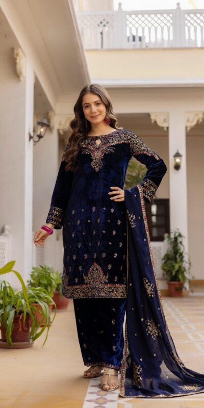 ST 1164 Navy Blue 9000 Velvet Salwar Suit Perfect for Wedding, Party, Family Gatherings, Ethnic Day, Holi – . Best Price ₹2149. Delivery 4-6 Working Days. | Casual Suits, Jump Suits, Creative suits, Designer Suits, Palazzo Suits, Party Wear Suits, Patiala Suits, Salwar suit, Straight Suits