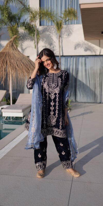 KA 1228 Navy Blue 9000 Velvet Salwar Suit Perfect for Wedding, Party, Diwali, Holi, Traditional Day – . Get it for ₹3049. Delivery 4-6 Working Days. Shop | Casual Suits, Jump Suits, Creative suits, Designer Suits, Palazzo Suits, Party Wear Suits, Patiala Suits, Salwar suit, Straight Suits