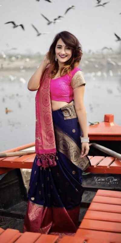 KPR 088 Navy Blue Color Soft Lichi Silk Saree with Lace Border & Lace Work. Best Price ₹1449. Delivery 4-6 Working Days. Shop now. | Creative Sarees, Bollywood Sarees, Designer Sarees, Embroidered Sarees, Ethnic Saree, Modern Digital sarees, Party Wear Sarees, Sarees