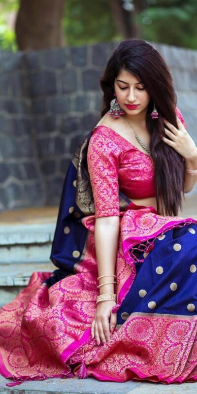KPR 088 Navy Blue Color Soft Lichi Silk Saree with Lace Border & Lace Work. Best Price ₹1449. Delivery 4-6 Working Days. Shop now. | Creative Sarees, Bollywood Sarees, Designer Sarees, Embroidered Sarees, Ethnic Saree, Modern Digital sarees, Party Wear Sarees, Sarees