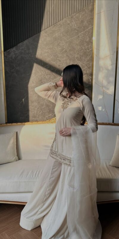 NF 1269 Off White Korean Satin Silk Salwar Suit with Lace Work & Embroidery Work. Exclusive Offer ₹2149. Delivery 4-6 Working Days. Shop now. | Casual Suits, Jump Suits, Creative suits, Designer Suits, Palazzo Suits, Party Wear Suits, Patiala Suits, Salwar suit, Straight Suits
