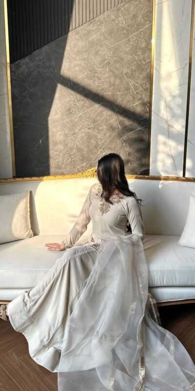 NF 1269 Off White Korean Satin Silk Salwar Suit with Lace Work & Embroidery Work. Exclusive Offer ₹2149. Delivery 4-6 Working Days. Shop now. | Casual Suits, Jump Suits, Creative suits, Designer Suits, Palazzo Suits, Party Wear Suits, Patiala Suits, Salwar suit, Straight Suits