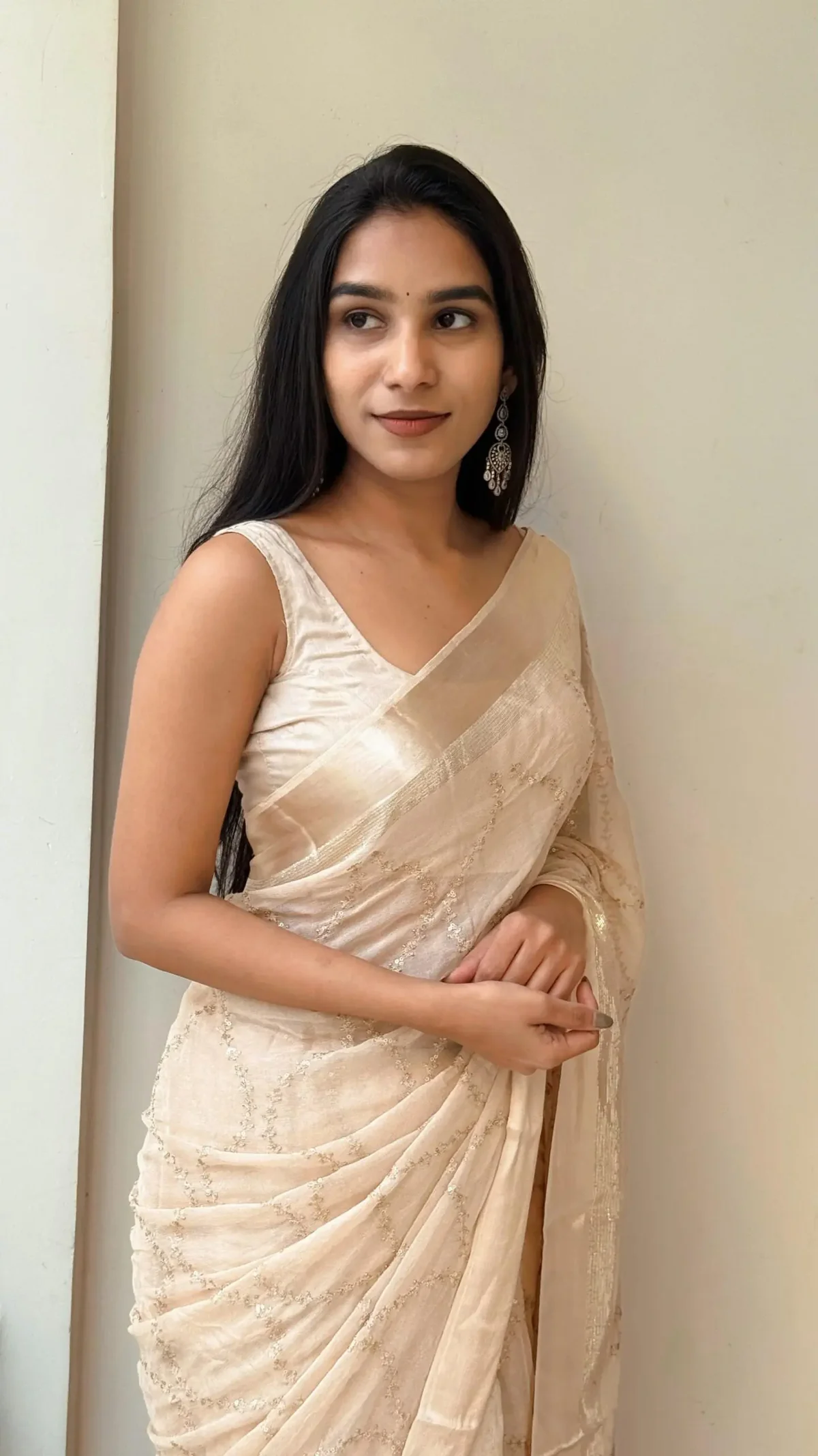 MS 505 Off White Viscose Satin Saree with Sequins Work & Embroidery Work. Special Price ₹1599. Delivery 4-6 Working Days. Shop now. | Creative Sarees, Bollywood Sarees, Designer Sarees, Embroidered Sarees, Ethnic Saree, Modern Digital sarees, Party Wear Sarees, Sarees