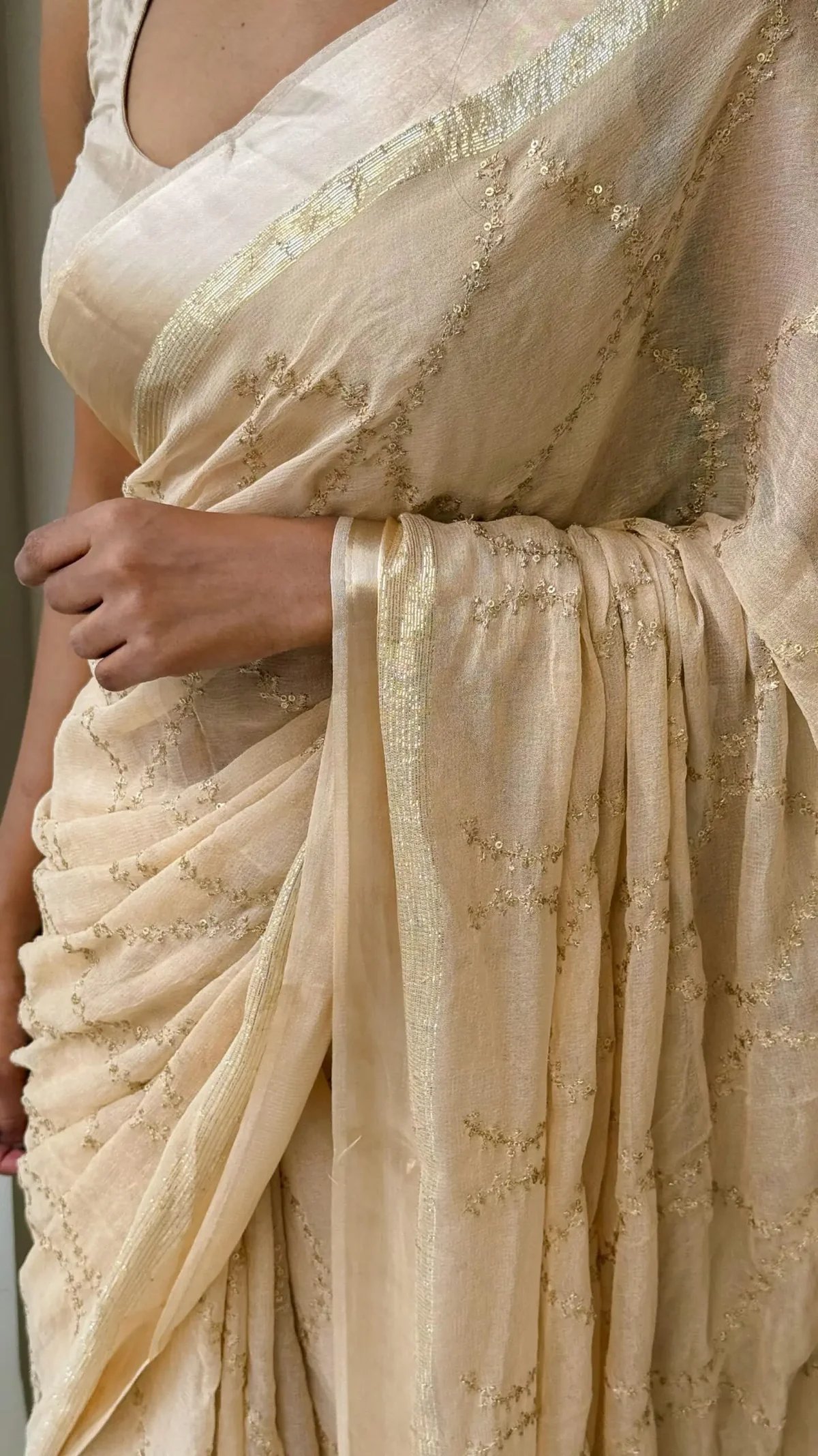 MS 505 Off White Viscose Satin Saree with Sequins Work & Embroidery Work. Special Price ₹1599. Delivery 4-6 Working Days. Shop now. | Creative Sarees, Bollywood Sarees, Designer Sarees, Embroidered Sarees, Ethnic Saree, Modern Digital sarees, Party Wear Sarees, Sarees