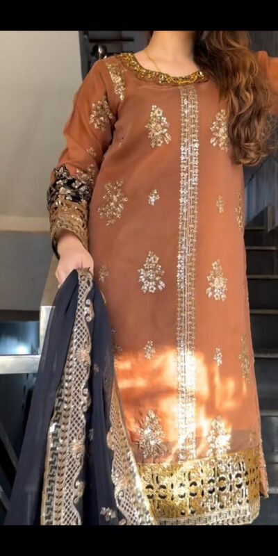 ST 1161 Orange Nylon Twil Net Salwar Suit with Embroidery Work. Available at ₹2149 only. Delivery 4-6 Working Days. Shop now. | Casual Suits, Jump Suits, Creative suits, Designer Suits, Palazzo Suits, Party Wear Suits, Patiala Suits, Salwar suit, Straight Suits