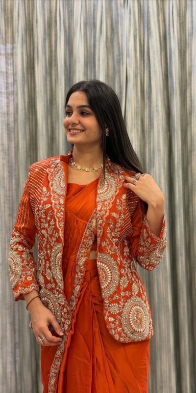 ST 1147 Orange in Rangoli Silk. Lace Work & Embroidery Work Saree Special Price ₹2099. Delivery 4-6 Working Days. Shop now. | Creative Sarees, Bollywood Sarees, Designer Sarees, Embroidered Sarees, Ethnic Saree, Modern Digital sarees, Party Wear Sarees, Sarees
