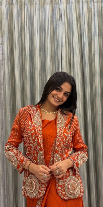 ST 1147 Orange in Rangoli Silk. Lace Work & Embroidery Work Saree Special Price ₹2099. Delivery 4-6 Working Days. Shop now. | Creative Sarees, Bollywood Sarees, Designer Sarees, Embroidered Sarees, Ethnic Saree, Modern Digital sarees, Party Wear Sarees, Sarees