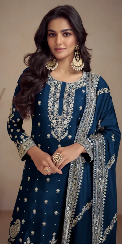 FC 7466 Teal Chinon Silk Salwar Suit with Embroidery Work & Lace Work. Affordable Price ₹2599. Delivery 4-6 Working Days. Shop now. | Casual Suits, Jump Suits, Creative suits, Designer Suits, Palazzo Suits, Party Wear Suits, Patiala Suits, Salwar suit, Straight Suits