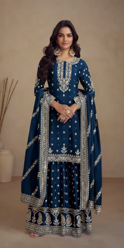 FC 7466 Teal Chinon Silk Salwar Suit with Embroidery Work & Lace Work. Affordable Price ₹2599. Delivery 4-6 Working Days. Shop now. | Casual Suits, Jump Suits, Creative suits, Designer Suits, Palazzo Suits, Party Wear Suits, Patiala Suits, Salwar suit, Straight Suits