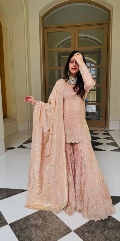 RTC 5977 Peach Zimmy Silk Salwar Suit Perfect for Wedding, Party, Karwa Chauth, Haldi, Eid – . Special Price ₹2399. Delivery 4-6 Working Days. Shop no | Casual Suits, Jump Suits, Creative suits, Designer Suits, Palazzo Suits, Party Wear Suits, Patiala Suits, Salwar suit, Straight Suits