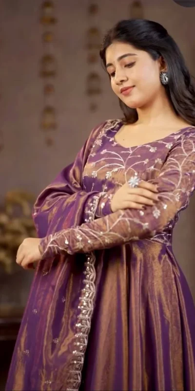 MD 3078 Purple Color Cosmos Silk Anarkali Suit with Embroidery Work. Now at just ₹2399. Delivery 4-6 Working Days. Shop now. | Anarkali Suits, Bollywood Anarkali, Creative-Anarkali, Designer Anarkali, Embroidered Anarkali, Party Wear Anarkali