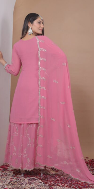 FE 125 Pink Color Georgette Salwar Suit with Embroidery Work. Introductory Price ₹1999. Delivery 4-6 Working Days. Shop now. | Casual Suits, Jump Suits, Creative suits, Designer Suits, Palazzo Suits, Party Wear Suits, Patiala Suits, Salwar suit, Straight Suits