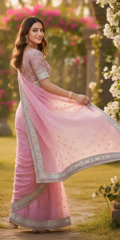 SC 1018 Pink Soft Organza Silk Saree with Lace Work & Embroidery Work. Festive Deal ₹2099. Delivery 4-6 Working Days. Shop now. | Creative Sarees, Bollywood Sarees, Designer Sarees, Embroidered Sarees, Ethnic Saree, Modern Digital sarees, Party Wear Sarees, Sarees