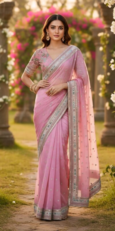 SC 1018 Pink Soft Organza Silk Saree with Lace Work & Embroidery Work. Festive Deal ₹2099. Delivery 4-6 Working Days. Shop now. | Creative Sarees, Bollywood Sarees, Designer Sarees, Embroidered Sarees, Ethnic Saree, Modern Digital sarees, Party Wear Sarees, Sarees