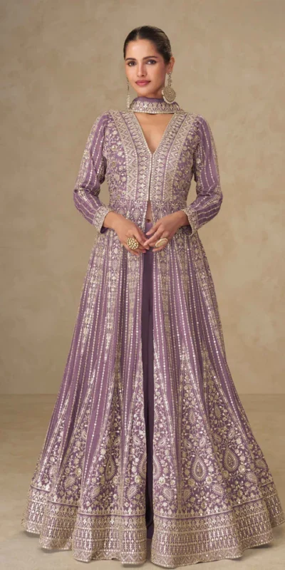 FC 10355 Purple Chinon Silk Salwar Suit with Embroidery Work & Lace Work. Affordable Price ₹3699. Delivery 4-6 Working Days. Shop now. | Casual Suits, Jump Suits, Creative suits, Designer Suits, Palazzo Suits, Party Wear Suits, Patiala Suits, Salwar suit, Straight Suits