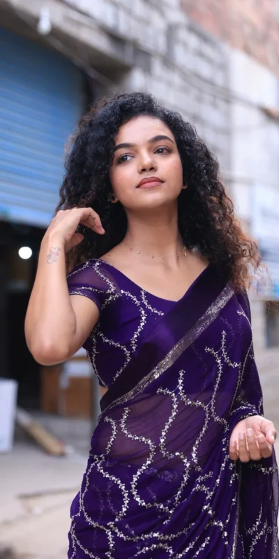 MS 505 Purple Viscose Satin Saree with Sequins Work & Embroidery Work. Special Price ₹1599. Delivery 4-6 Working Days. Shop now. | Creative Sarees, Bollywood Sarees, Designer Sarees, Embroidered Sarees, Ethnic Saree, Modern Digital sarees, Party Wear Sarees, Sarees