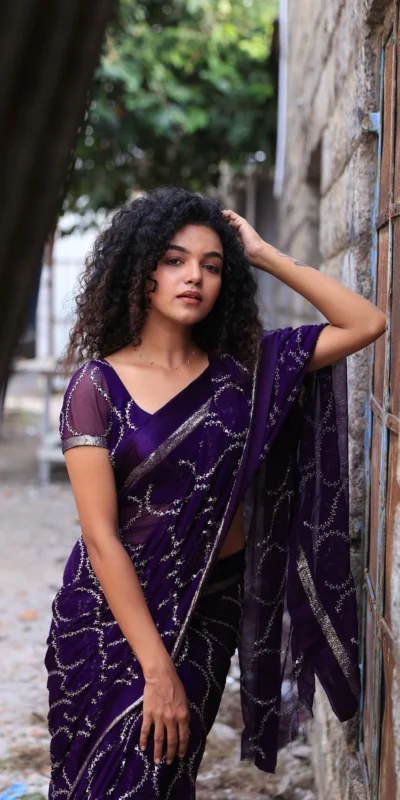 MS 505 Purple Viscose Satin Saree with Sequins Work & Embroidery Work. Special Price ₹1599. Delivery 4-6 Working Days. Shop now. | Creative Sarees, Bollywood Sarees, Designer Sarees, Embroidered Sarees, Ethnic Saree, Modern Digital sarees, Party Wear Sarees, Sarees
