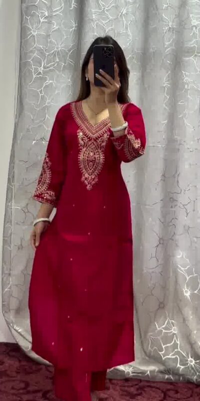 DC G85 Red Printed Chinon Salwar Suit with Lace Work & Mirror Work. Affordable Price ₹1799. Delivery 4-6 Working Days. Shop now. | Casual Suits, Jump Suits, Creative suits, Designer Suits, Palazzo Suits, Party Wear Suits, Patiala Suits, Salwar suit, Straight Suits