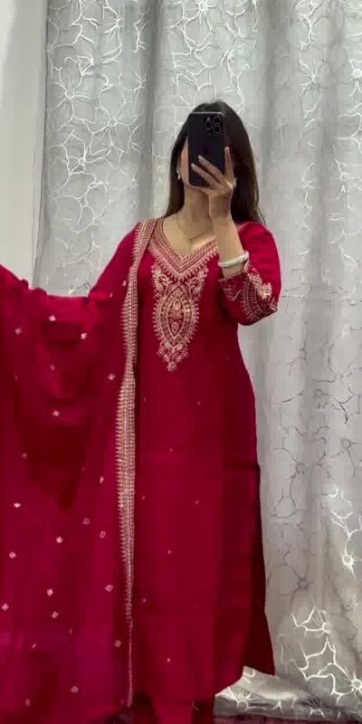 DC G85 Red Printed Chinon Salwar Suit with Lace Work & Mirror Work. Affordable Price ₹1799. Delivery 4-6 Working Days. Shop now. | Casual Suits, Jump Suits, Creative suits, Designer Suits, Palazzo Suits, Party Wear Suits, Patiala Suits, Salwar suit, Straight Suits