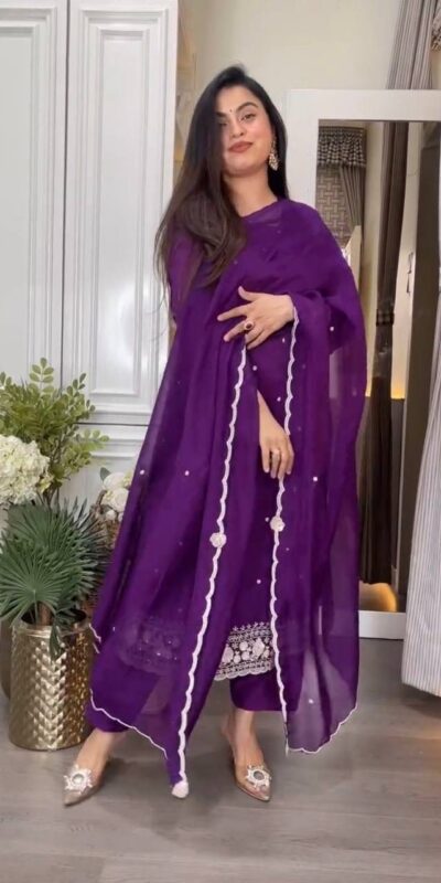 DC 98 Purple Color Chinon Silk Sawlar Suit with Embroidery Work. Exclusive Offer ₹1799. Delivery 4-6 Working Days. Shop now. | Casual Suits, Jump Suits, Creative suits, Designer Suits, Palazzo Suits, Party Wear Suits, Patiala Suits, Salwar suit, Straight Suits